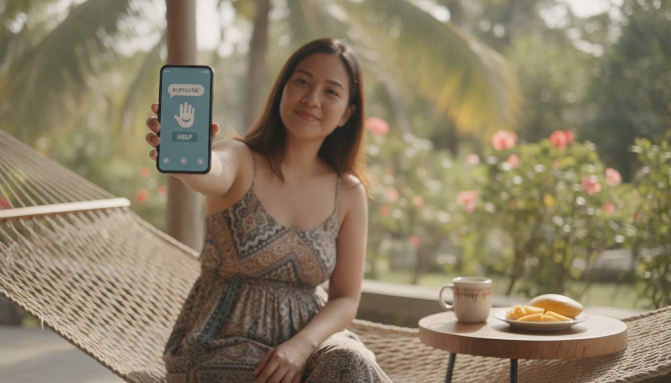 We're Here to Help Philippine woman contacting support