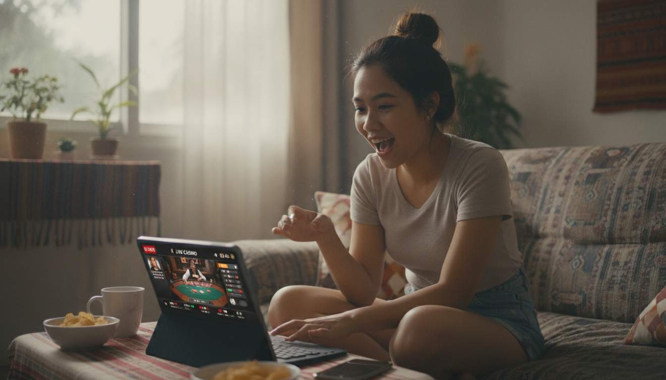 Engaging Live Casino Experience A woman enjoying live casino games
